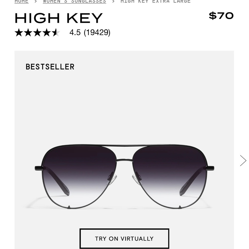 Quay Australia Black Aviator Sunglasses